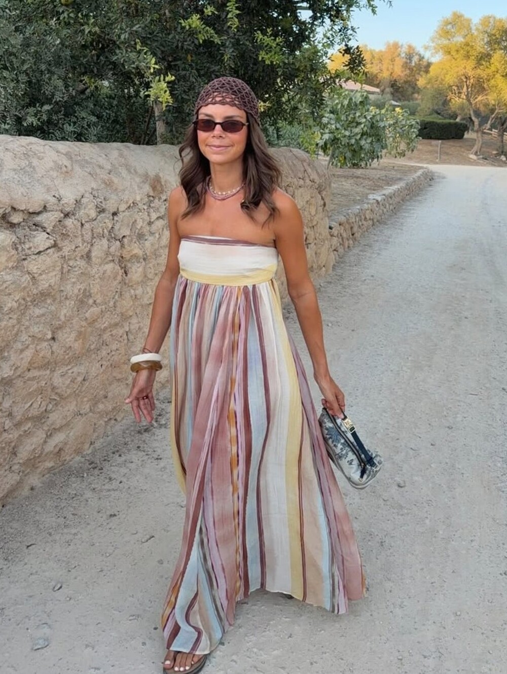 H&M Strapless Multicolor Pastel Striped Maxi Dress NWT